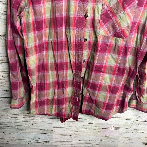 Eddie Bauer pink plaid top shirt button down size large - Picture 9 of 9